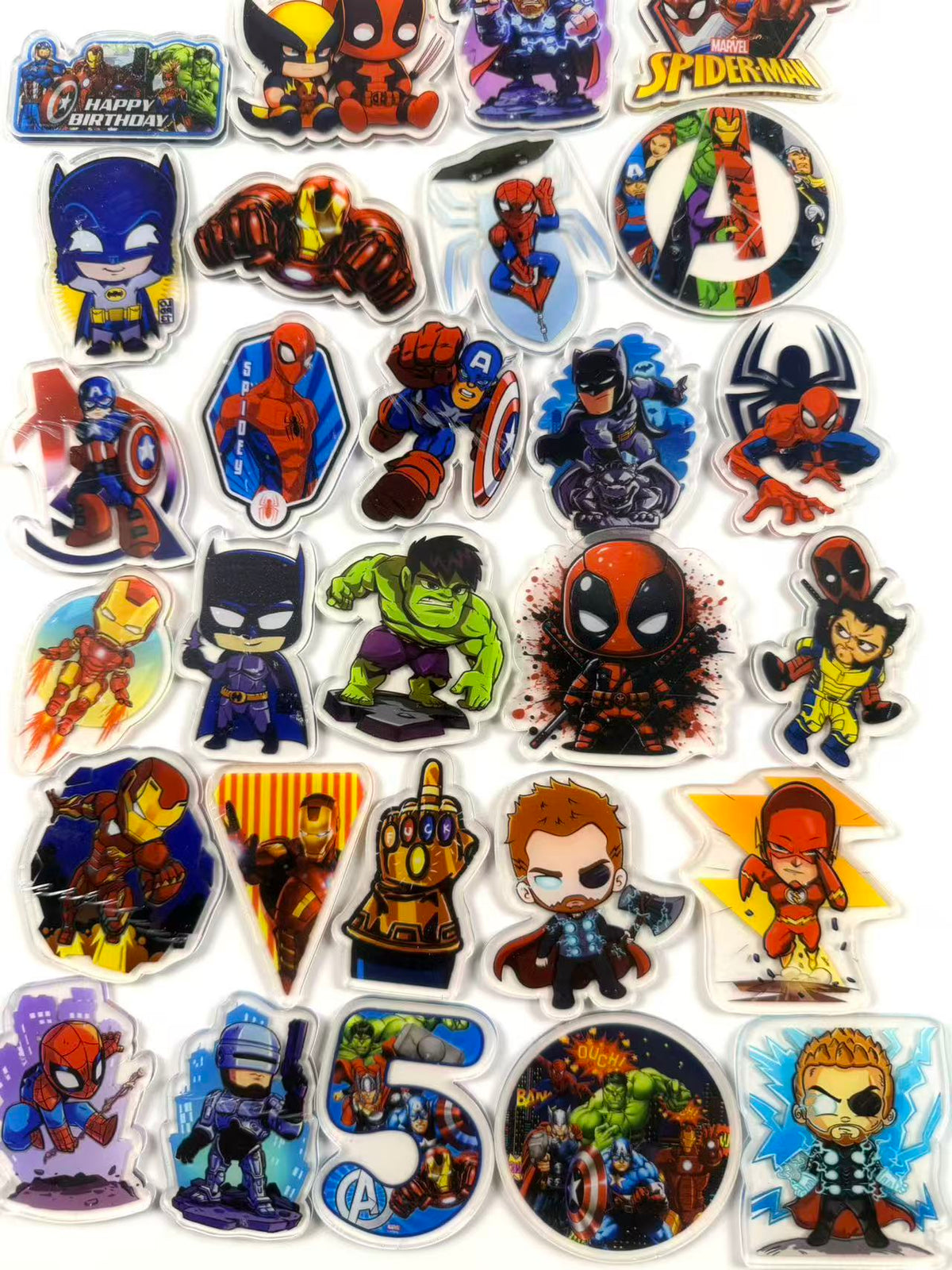 6cm super heros acrylic flat back