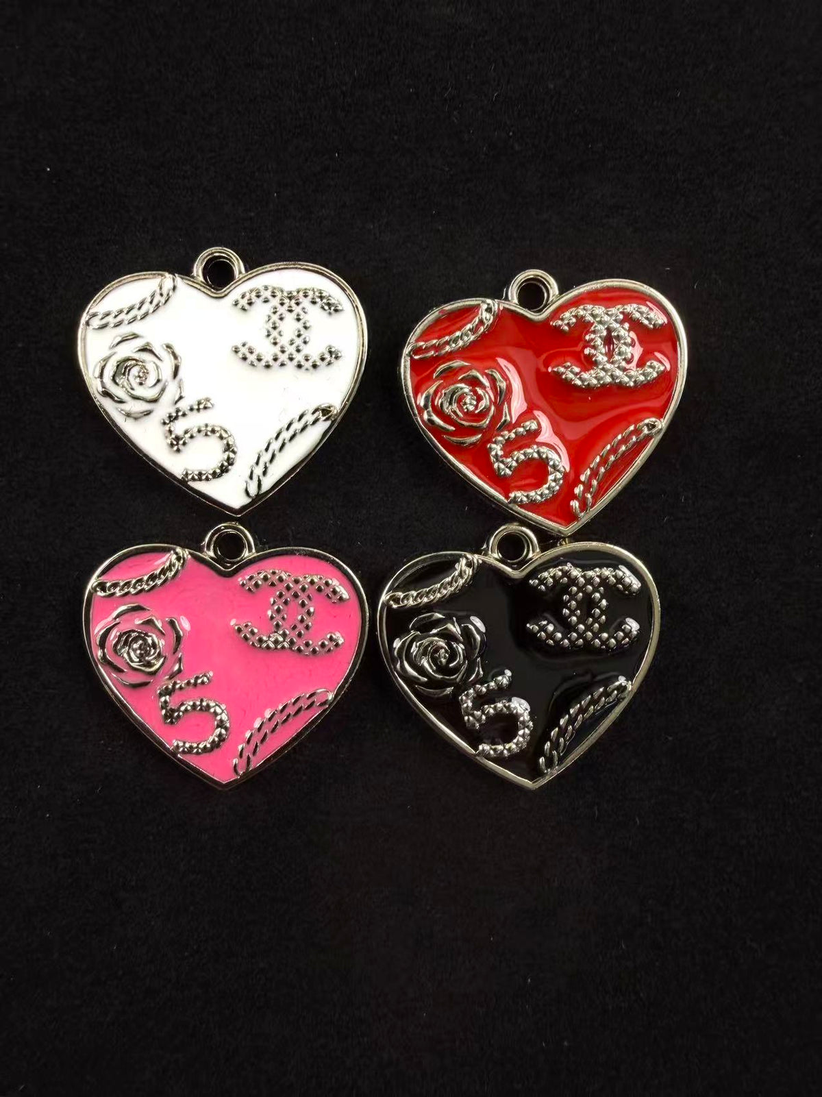 Silver cc Colorful charms pendants