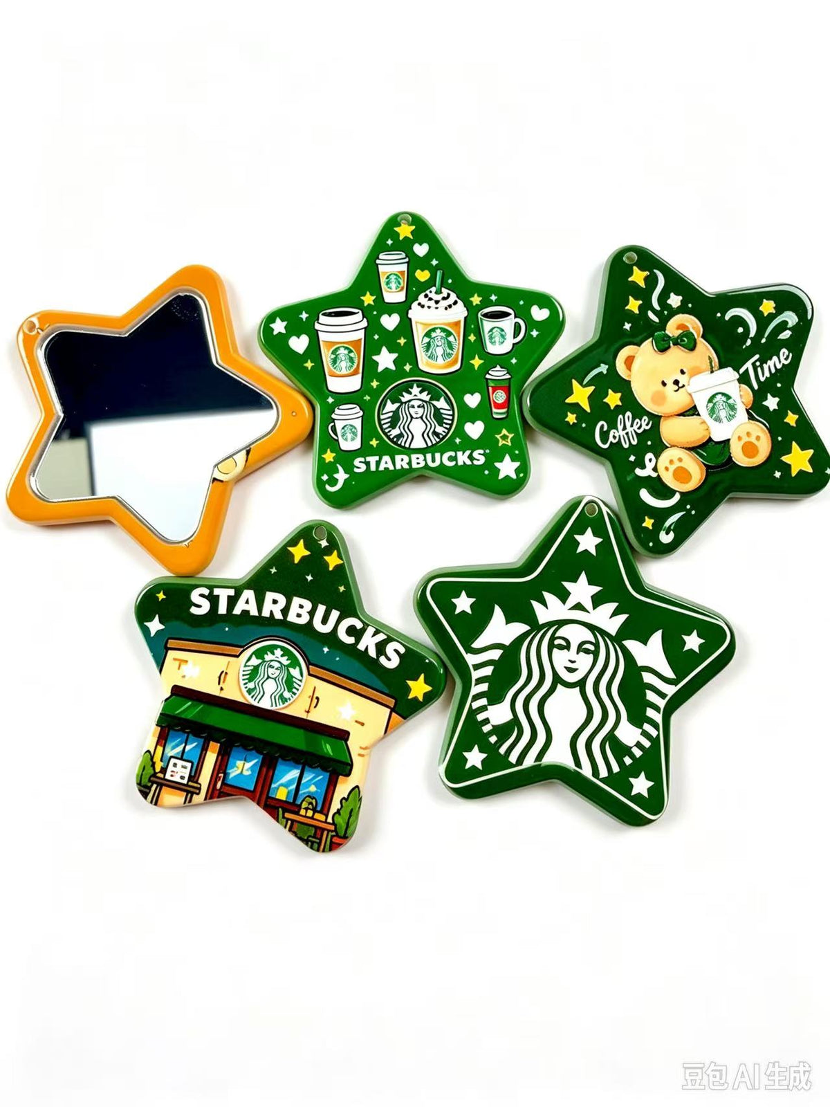 star coffee mirror bead for keychain