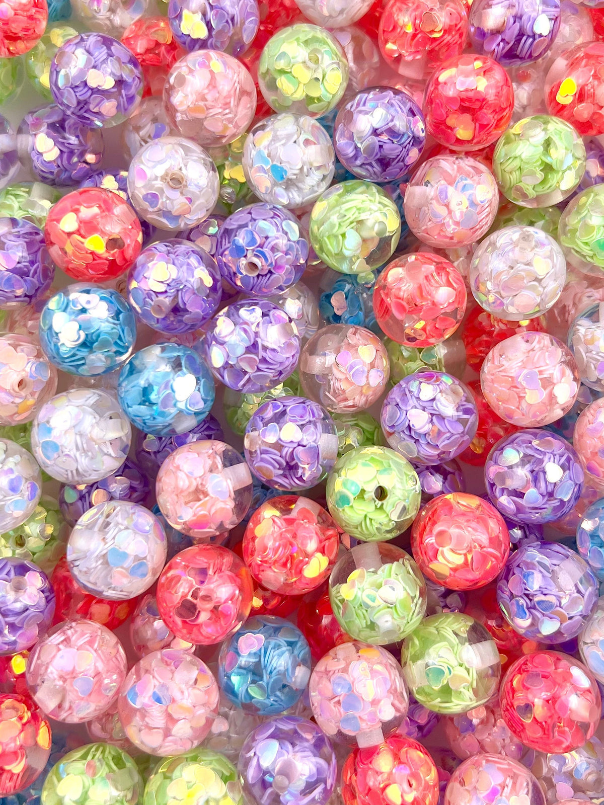 16mm resin shining heart Beads