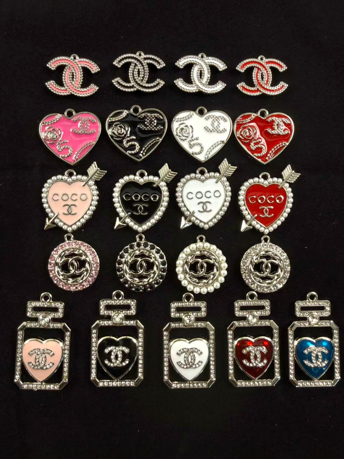 Silver cc Colorful charms pendants