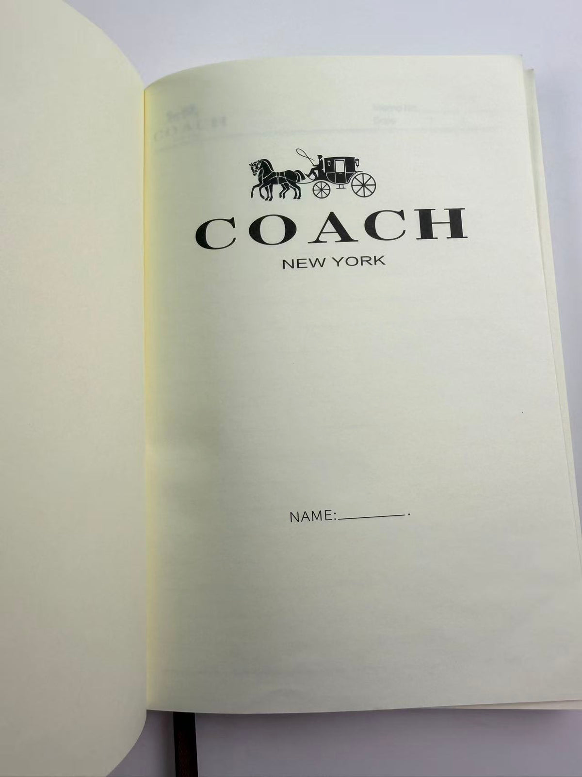 Leather Coach luxury A5 notebook set with pen