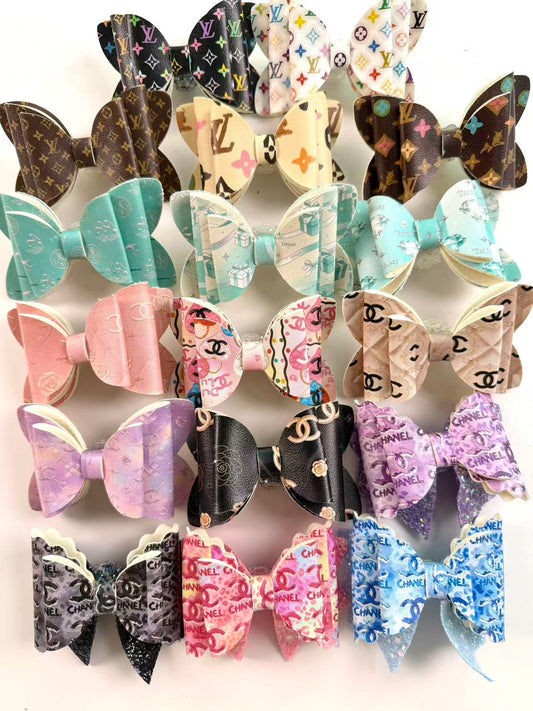 Designer leather Big bow beads