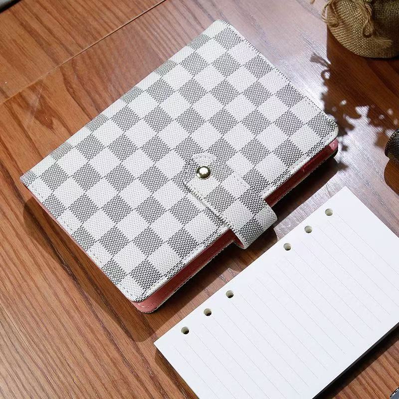 Check pattern LEATHER luxury A6 notebook