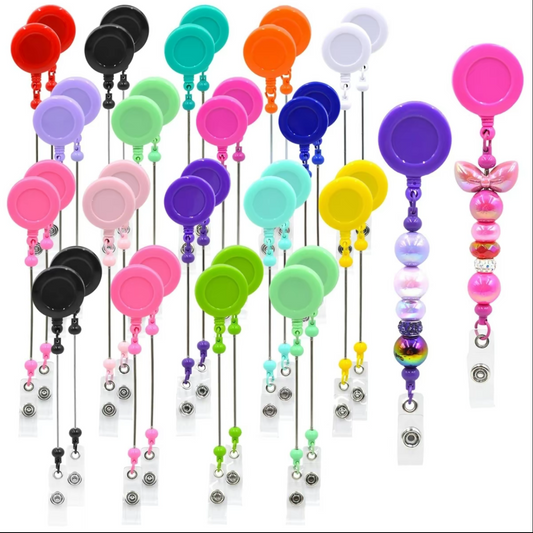Colorful Beadable Badge Reels Making Kits Blank- Badge Reel with Belt Clip