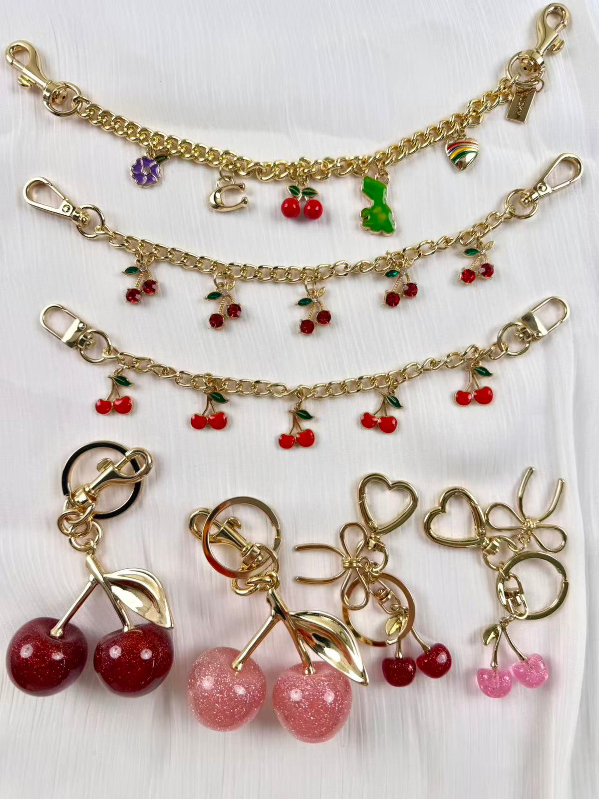 Cherry keychain bag charm