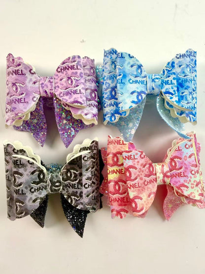 Designer leather Big bow beads