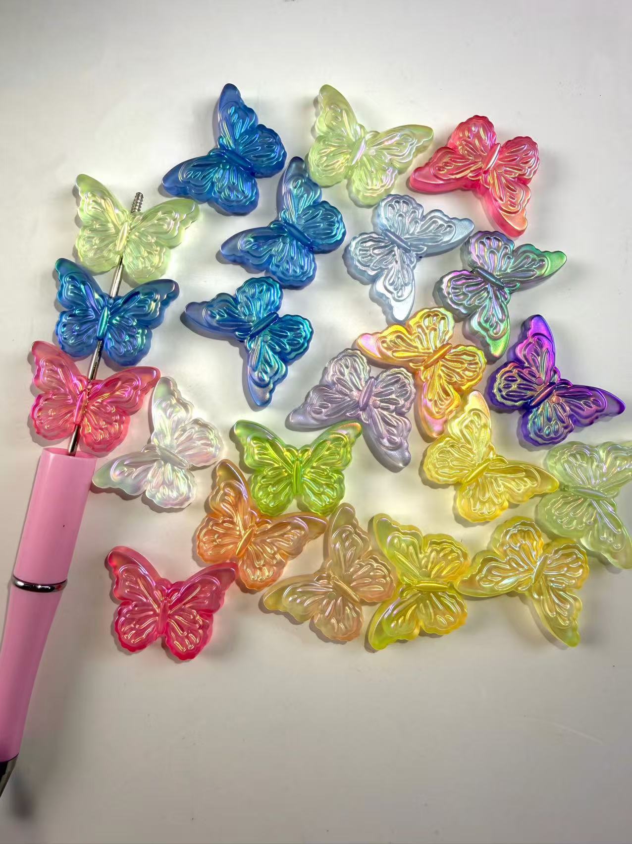 Colorful iridescent butterfly beads