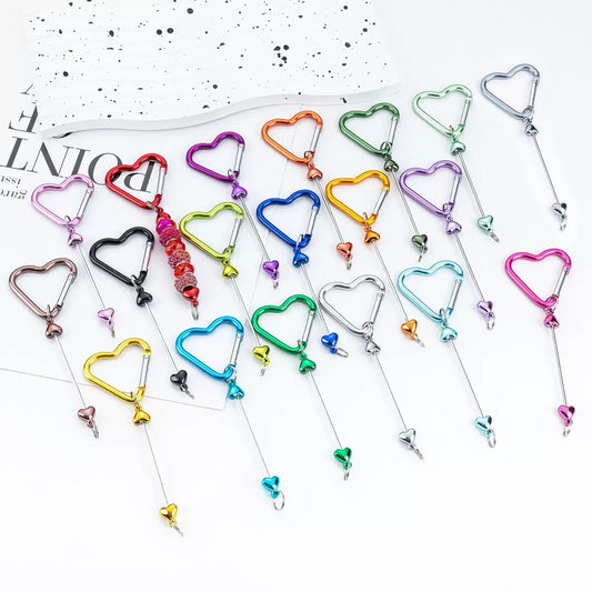 Heart shape DIY beaded keychain set