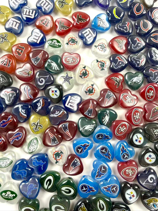 football team heart beads