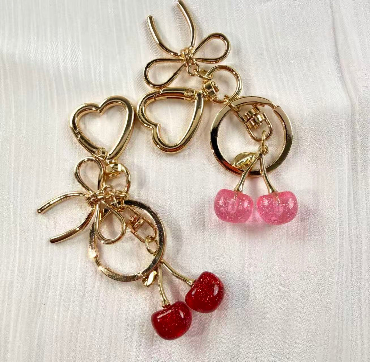 Cherry keychain bag charm
