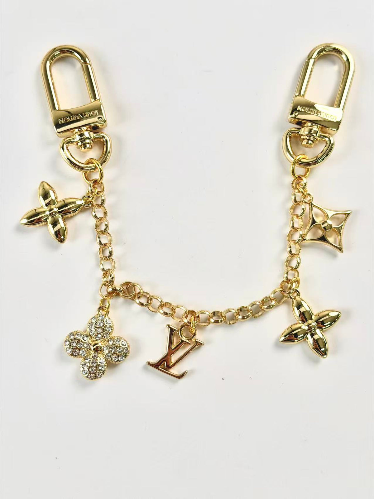 Metal long charm vv keychain bag charm