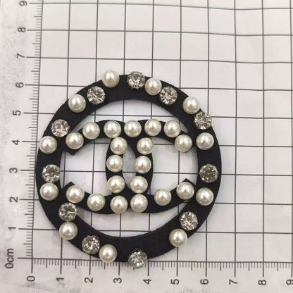 PATCH CC-Style Pearl & Rhinestone Fabric  Patches