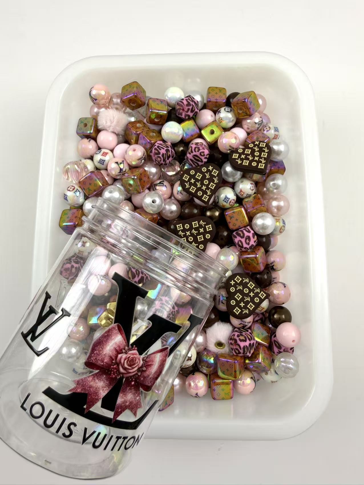 Acrylic bottle with designer beads