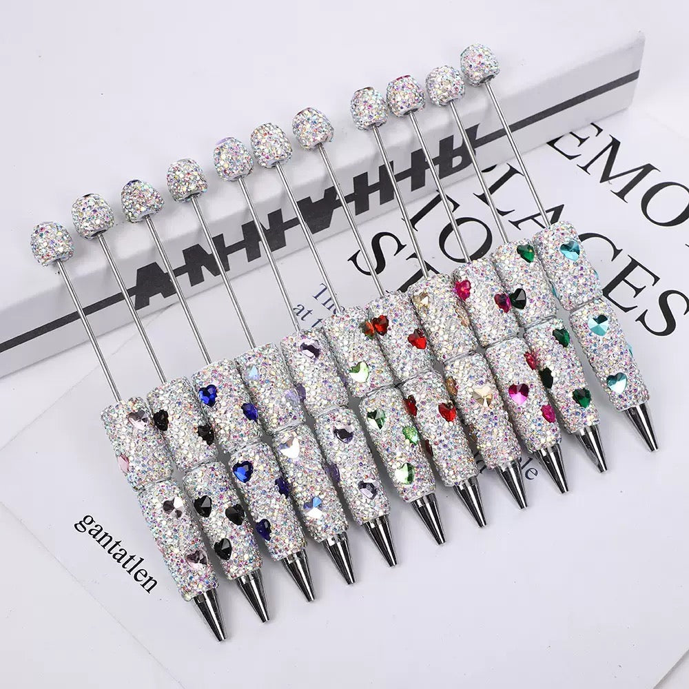 Heart rhinestones colorful fancy diy pens
