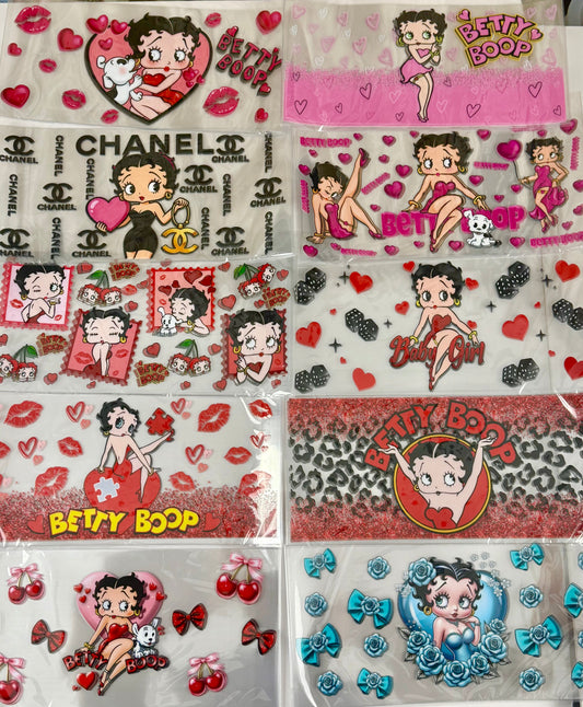 Betty boop Cup wrap 16oz UVDTF stickers