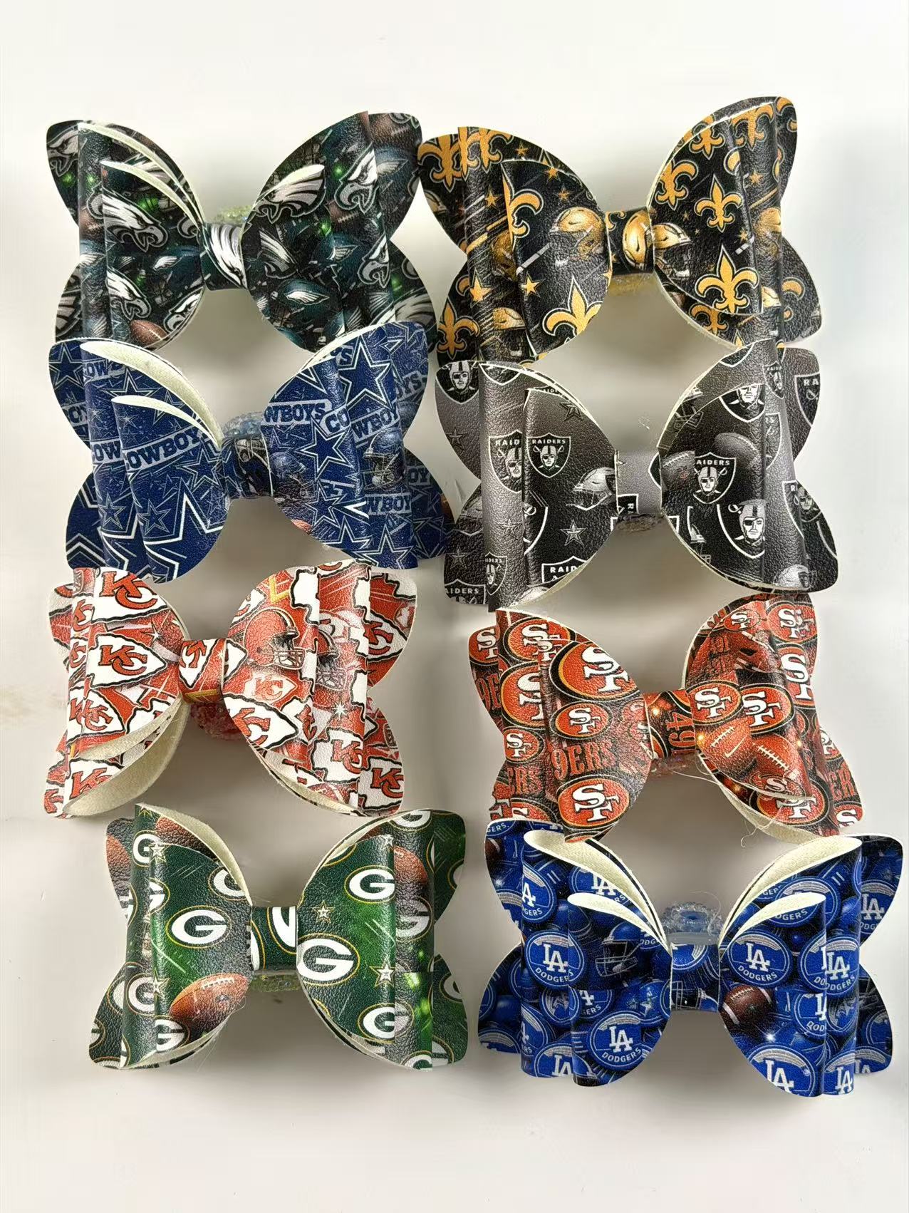football team  leather Big bow beads