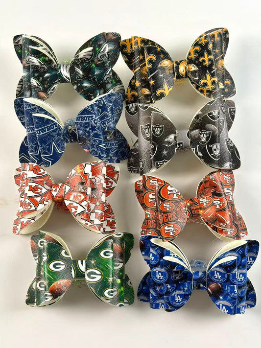 football team  leather Big bow beads