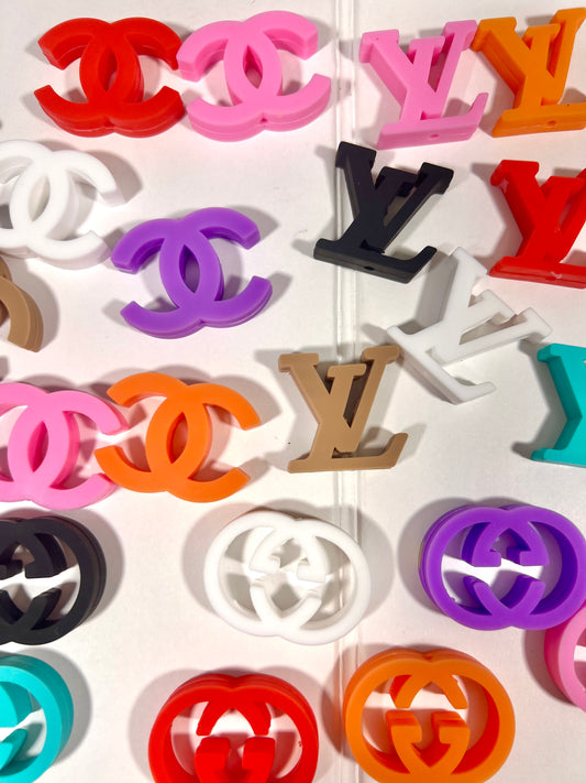 Silicone designer logo beads