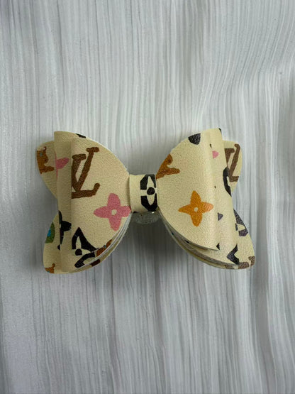 Designer leather Big bow beads