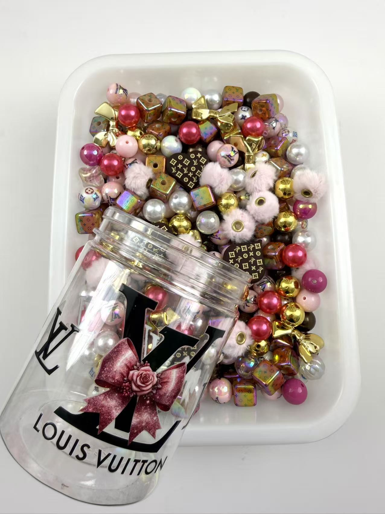 Acrylic bottle with designer beads