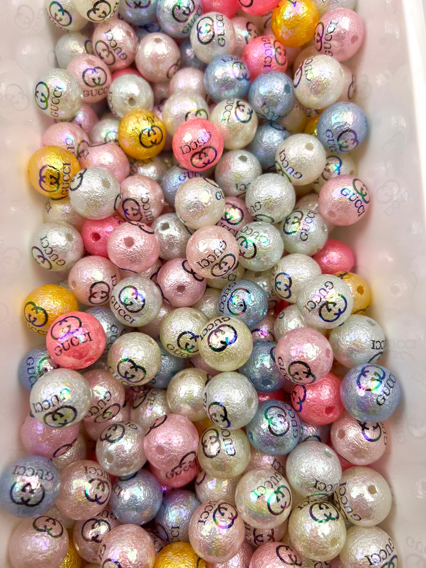 16mm acrylic designer beads(cc/vv/dd/gg/tiff)