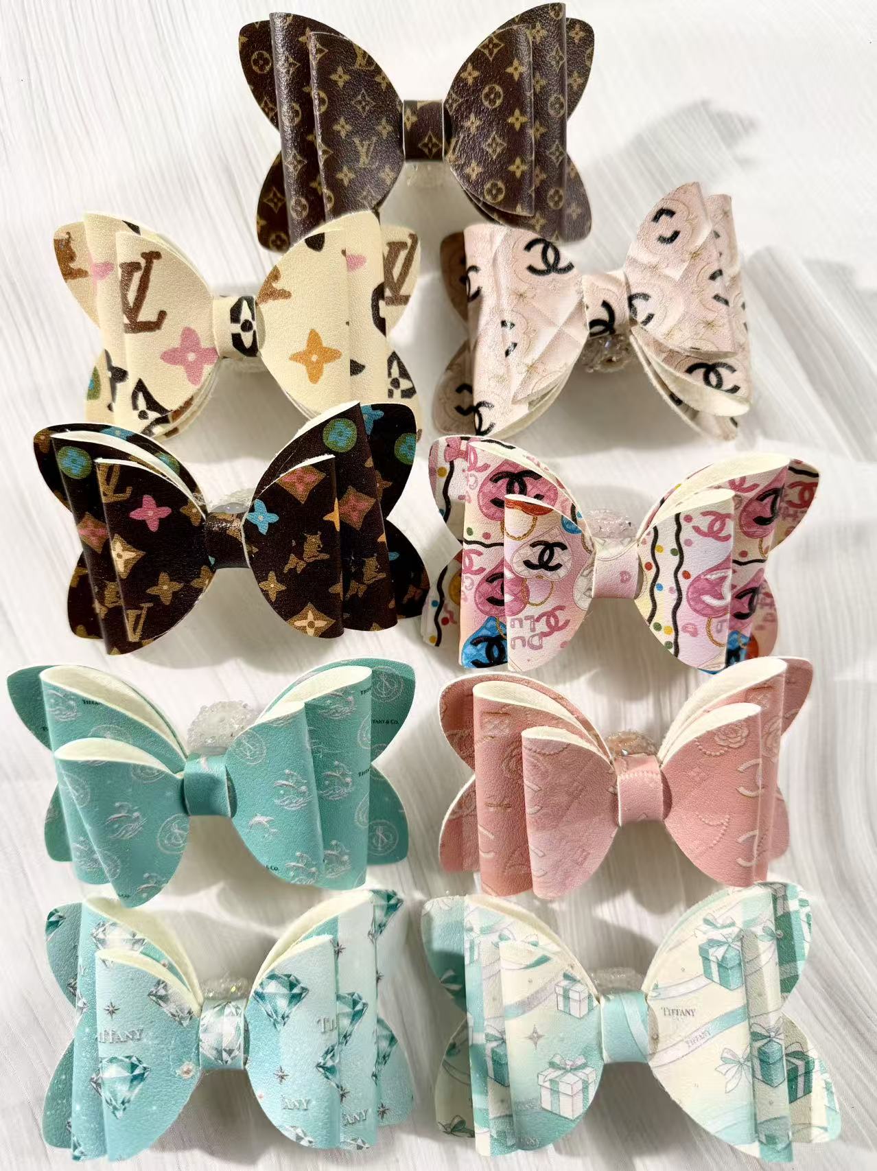 Designer leather Big bow beads
