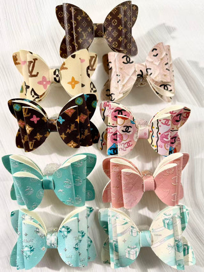 Designer leather Big bow beads