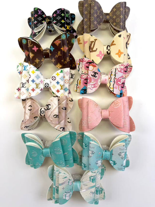 Designer leather Big bow beads