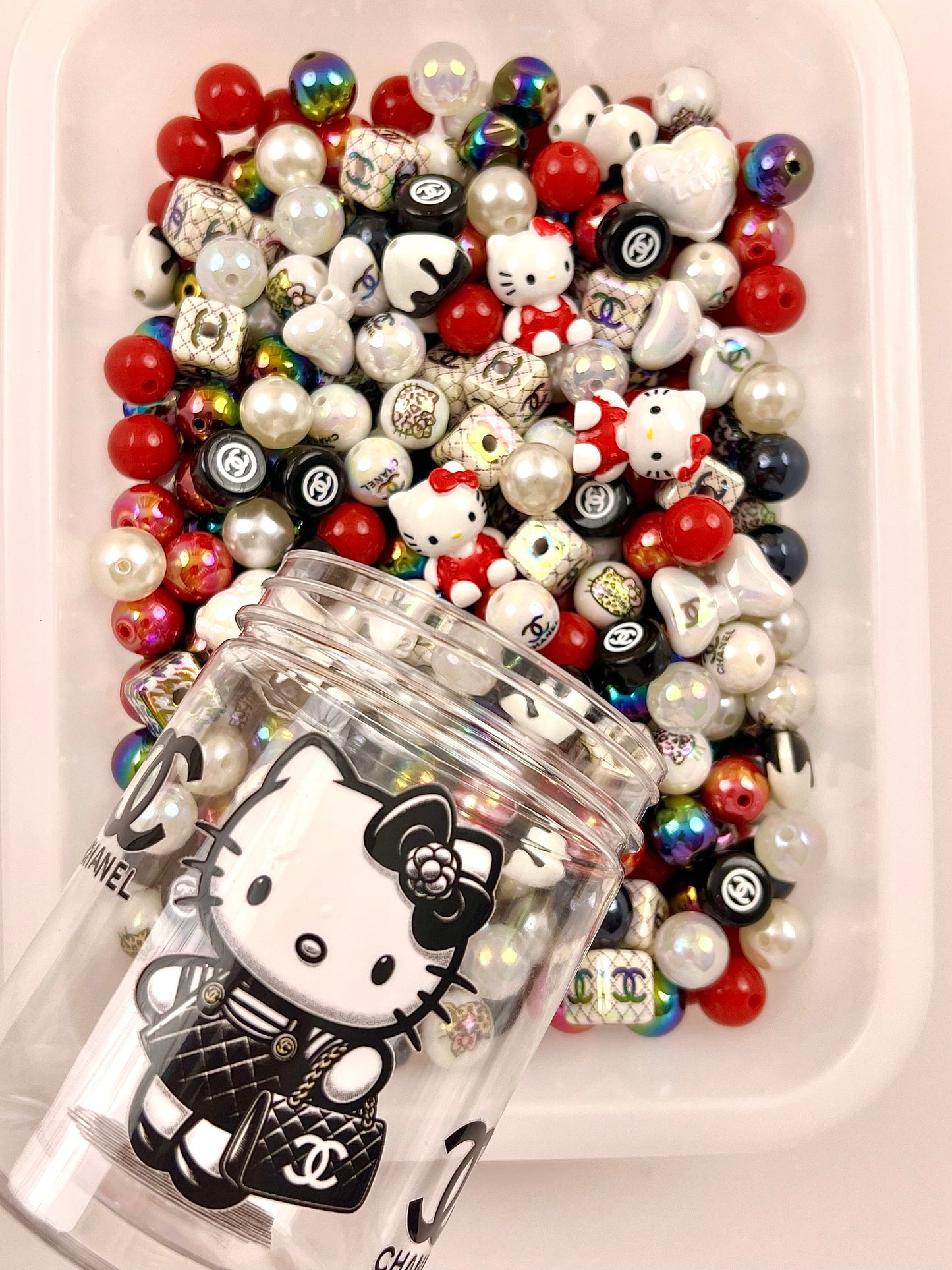 Acrylic bottle with designer beads