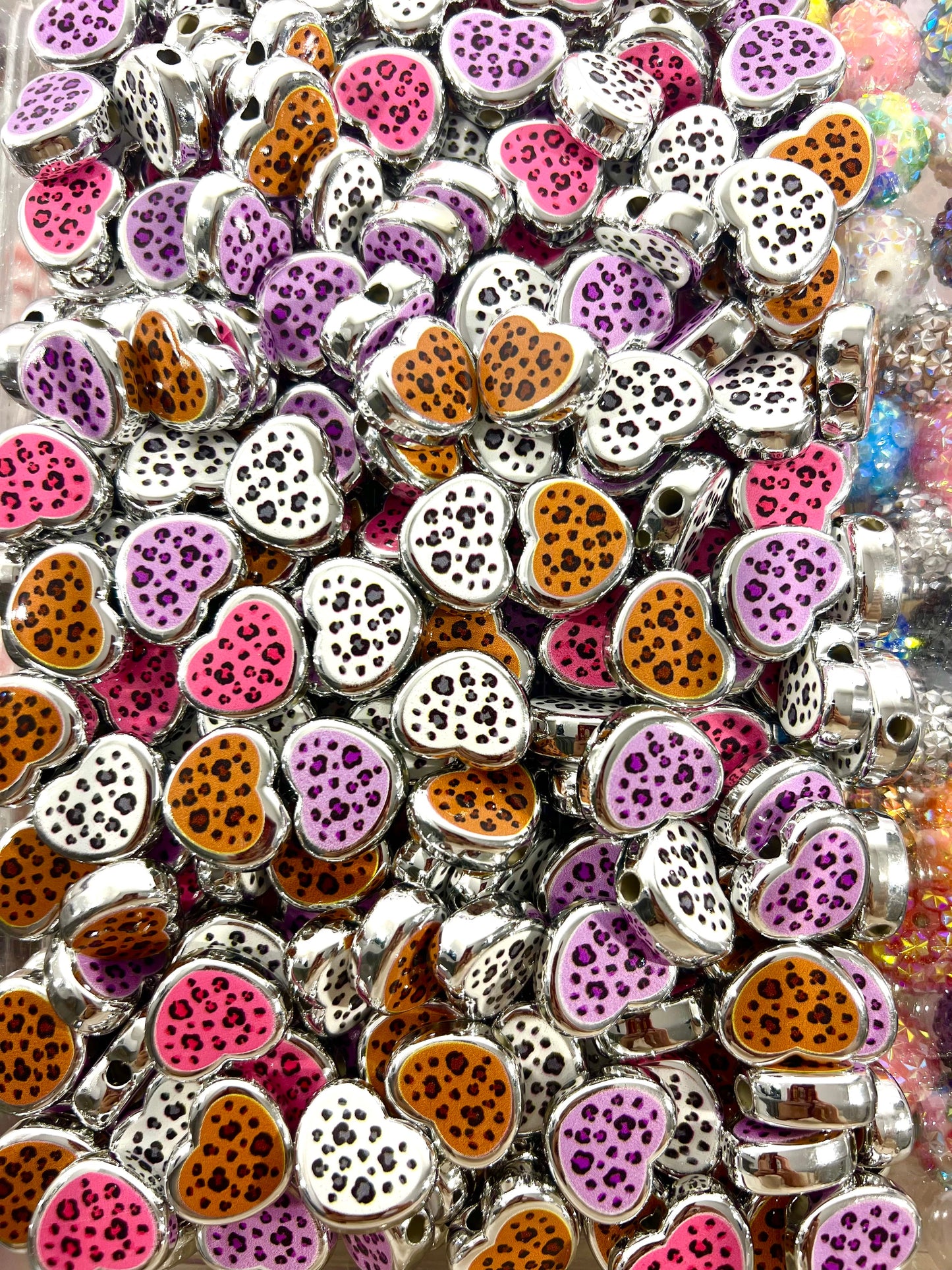 Leopard heart beads