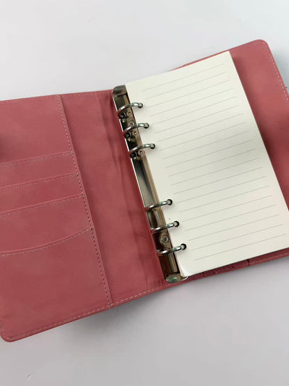 Check pattern LEATHER luxury A6 notebook