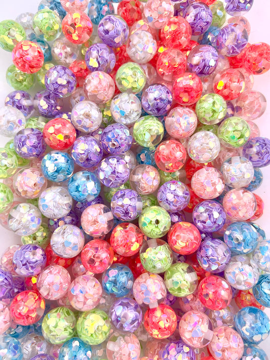 16mm resin shining heart Beads