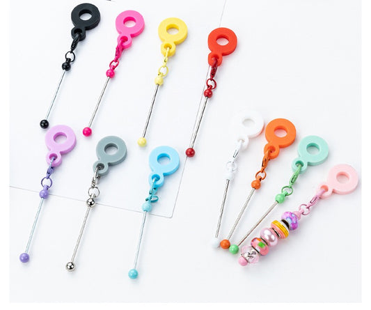 DIY beaded silicone straw keychain set