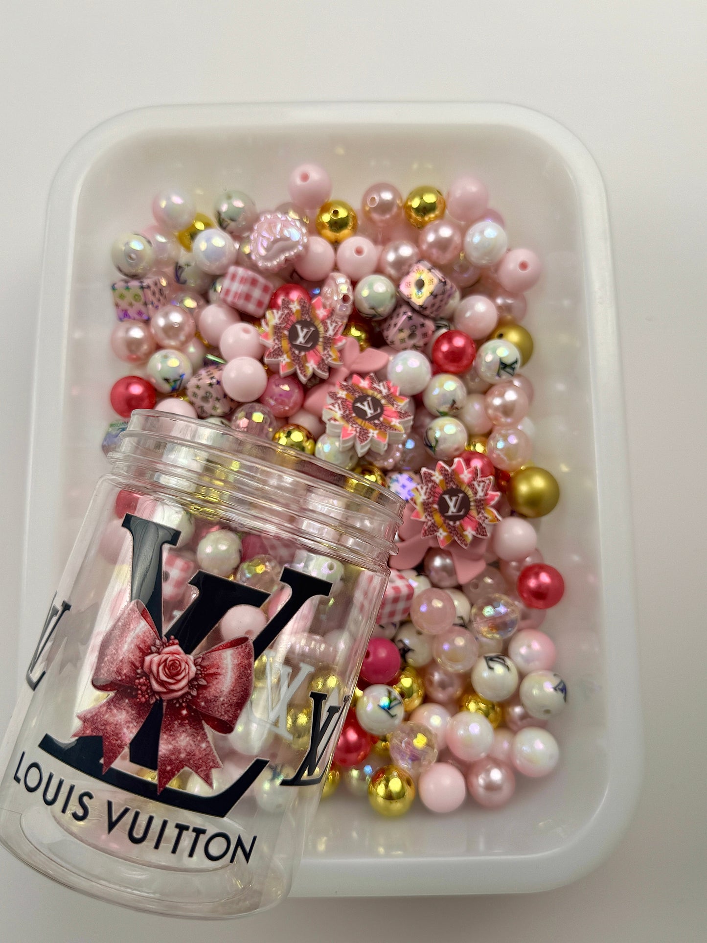 Acrylic bottle with designer beads