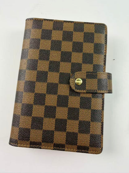 Check pattern LEATHER luxury A6 notebook