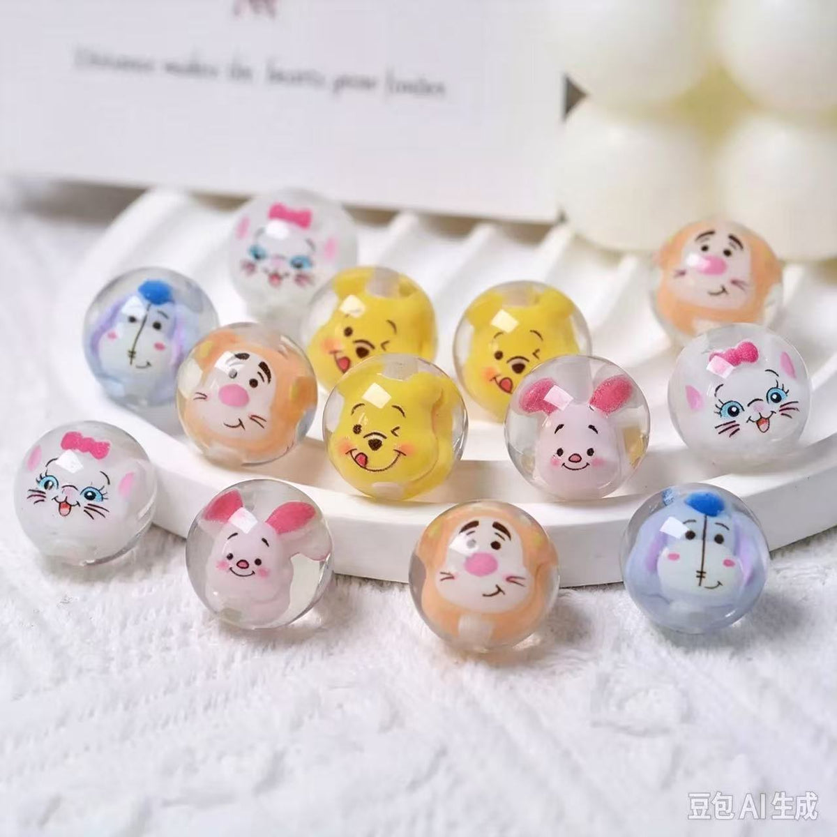 16mm resin pooh family Beads