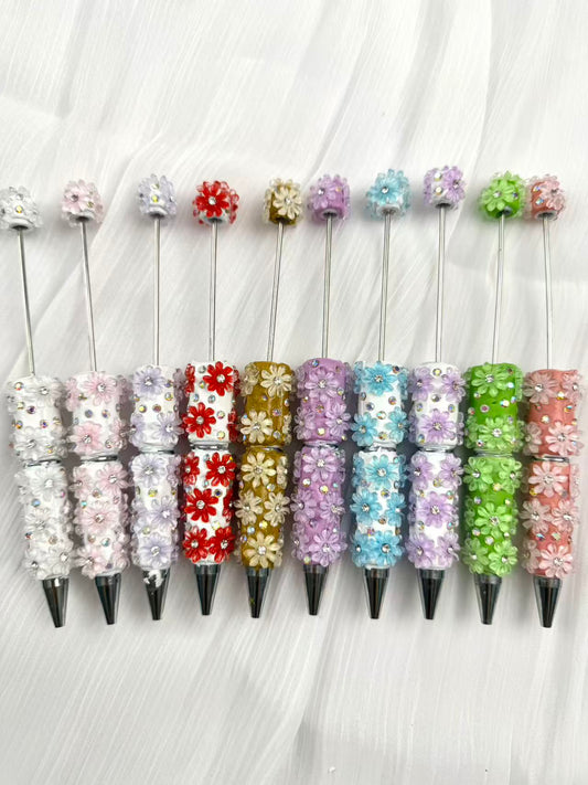 flowers rhinestones colorful fancy diy pens