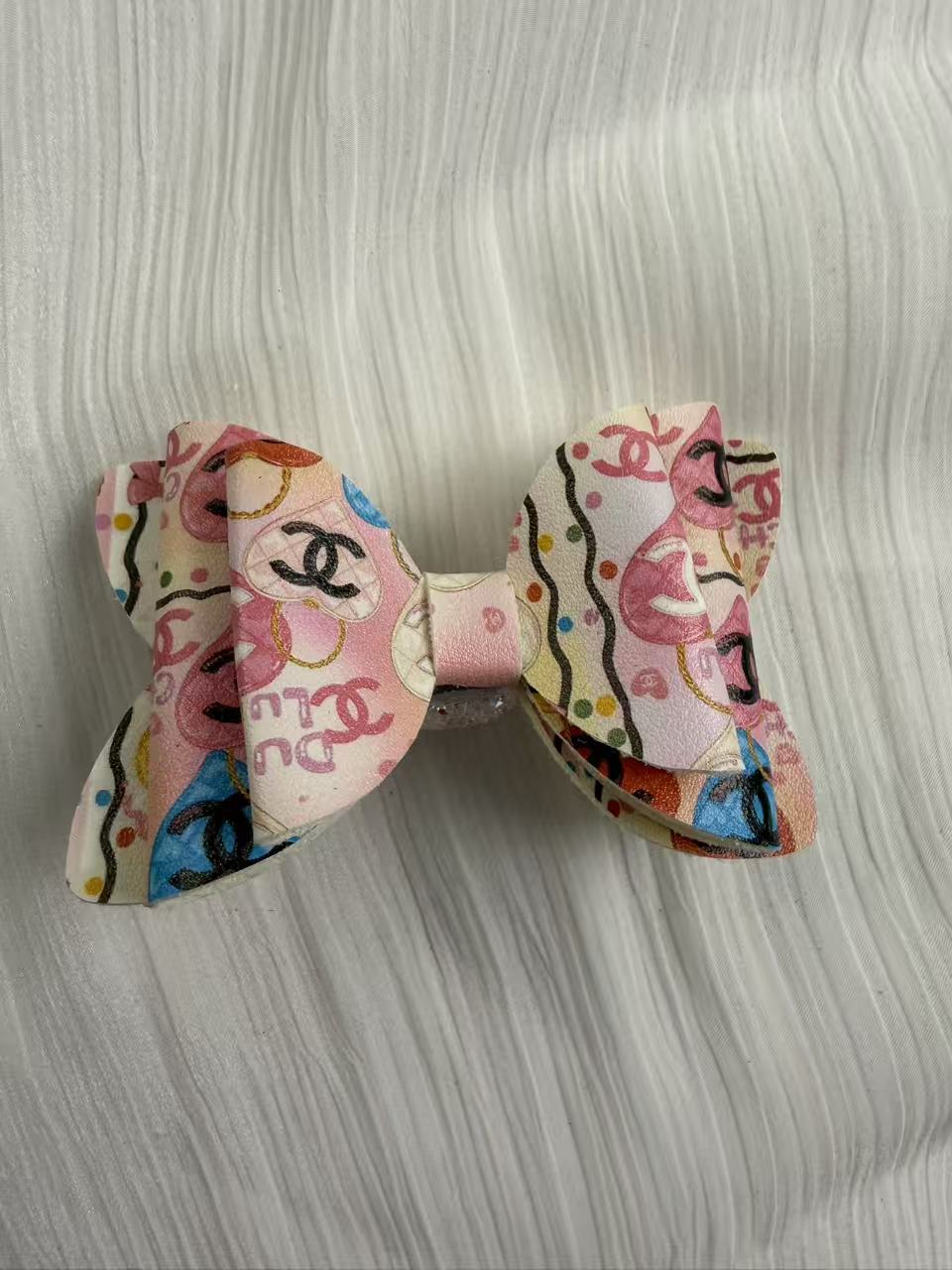 Designer leather Big bow beads