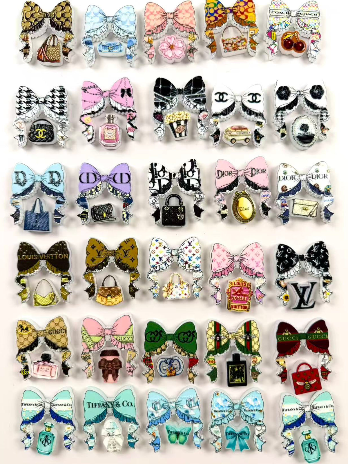 Designer acrylic bow set beads