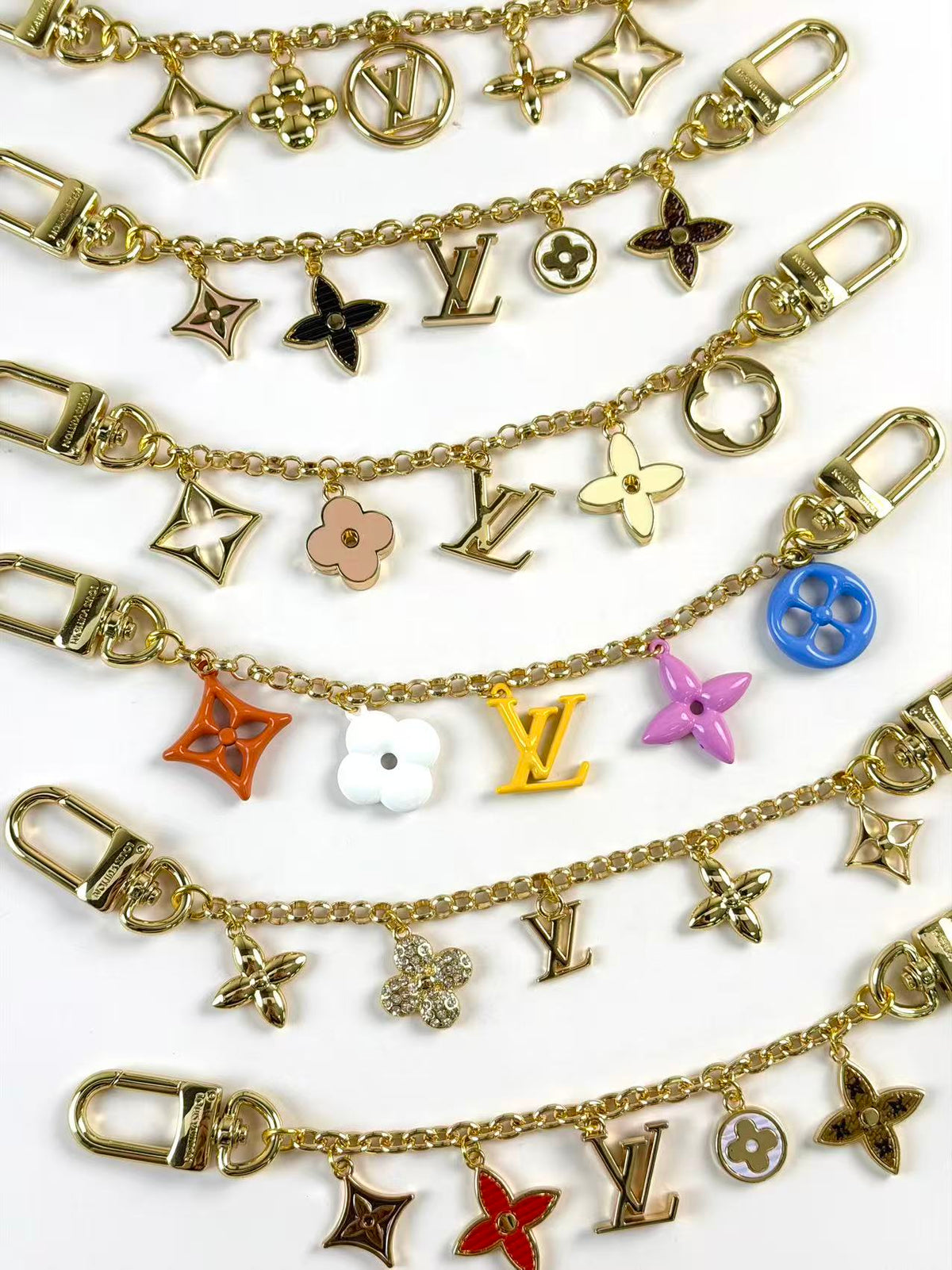 Metal long charm vv keychain bag charm