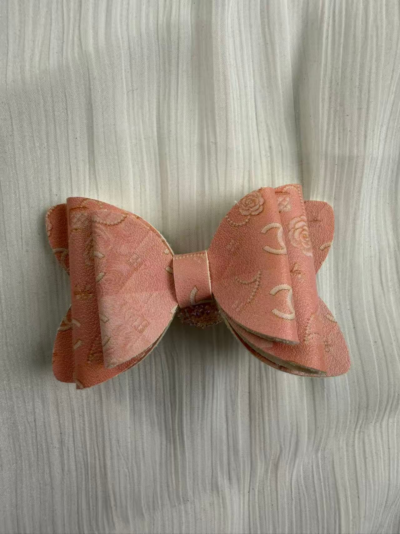 Designer leather Big bow beads