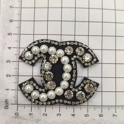 PATCH CC-Style Pearl & Rhinestone Fabric  Patches