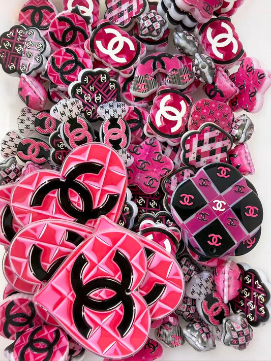 hot pink beads MIX