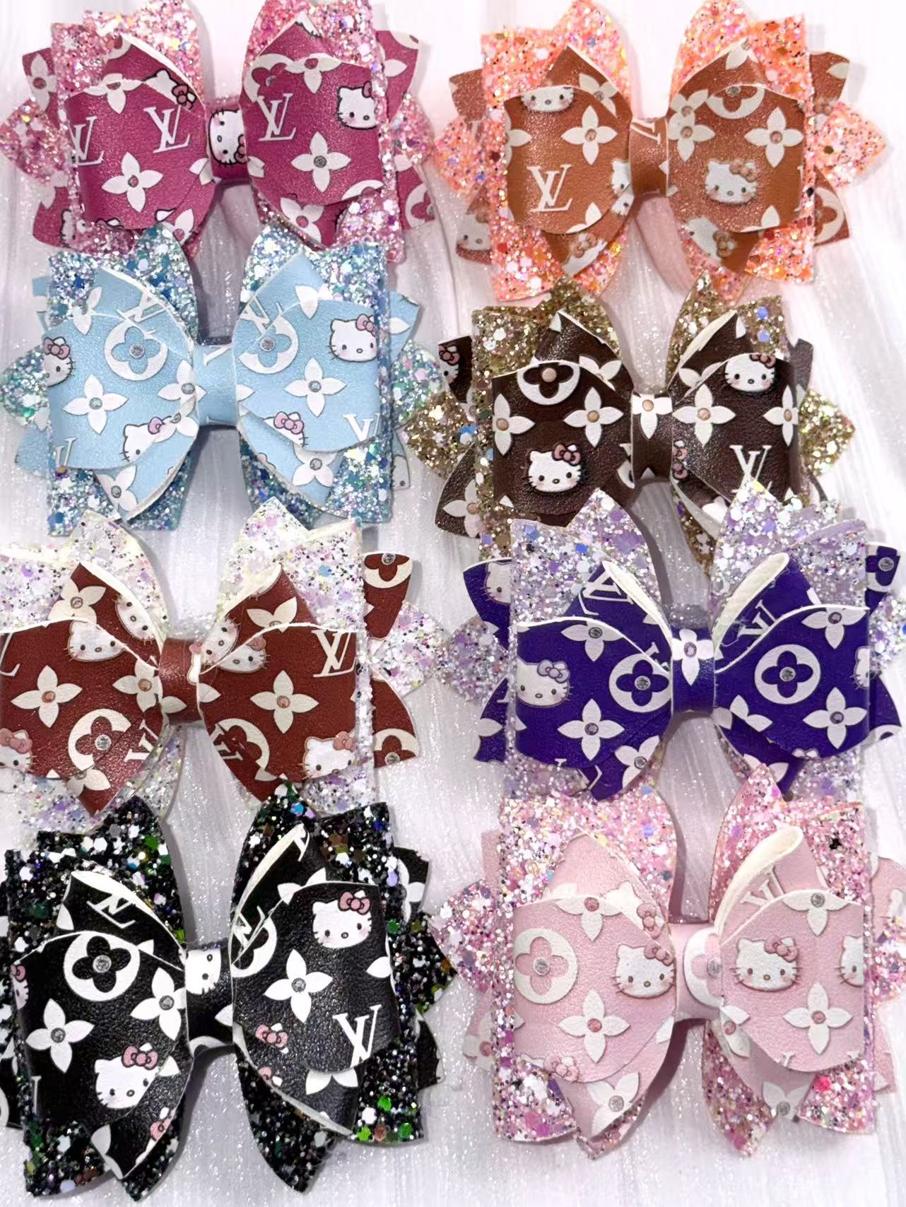 Designer leather Big bow fancy beads