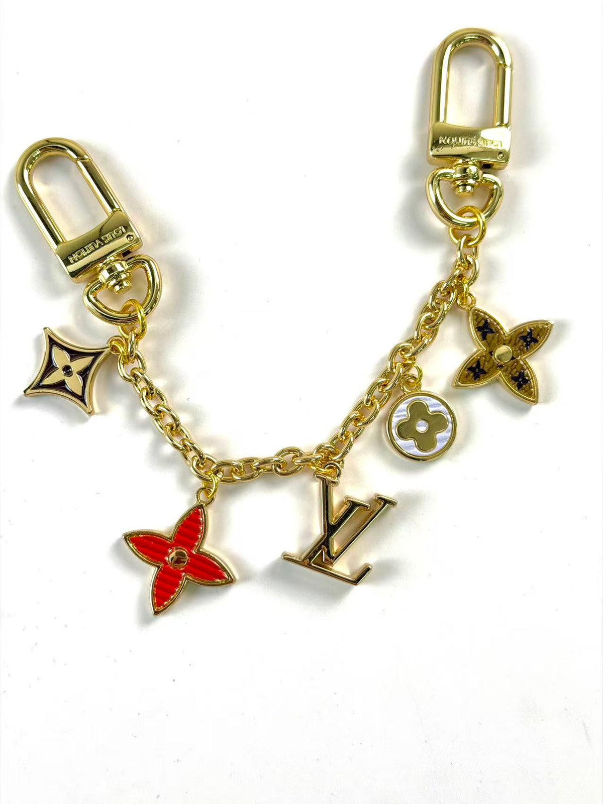 Metal long charm vv keychain bag charm