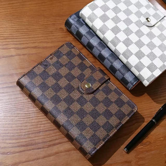 Check pattern LEATHER luxury A6 notebook